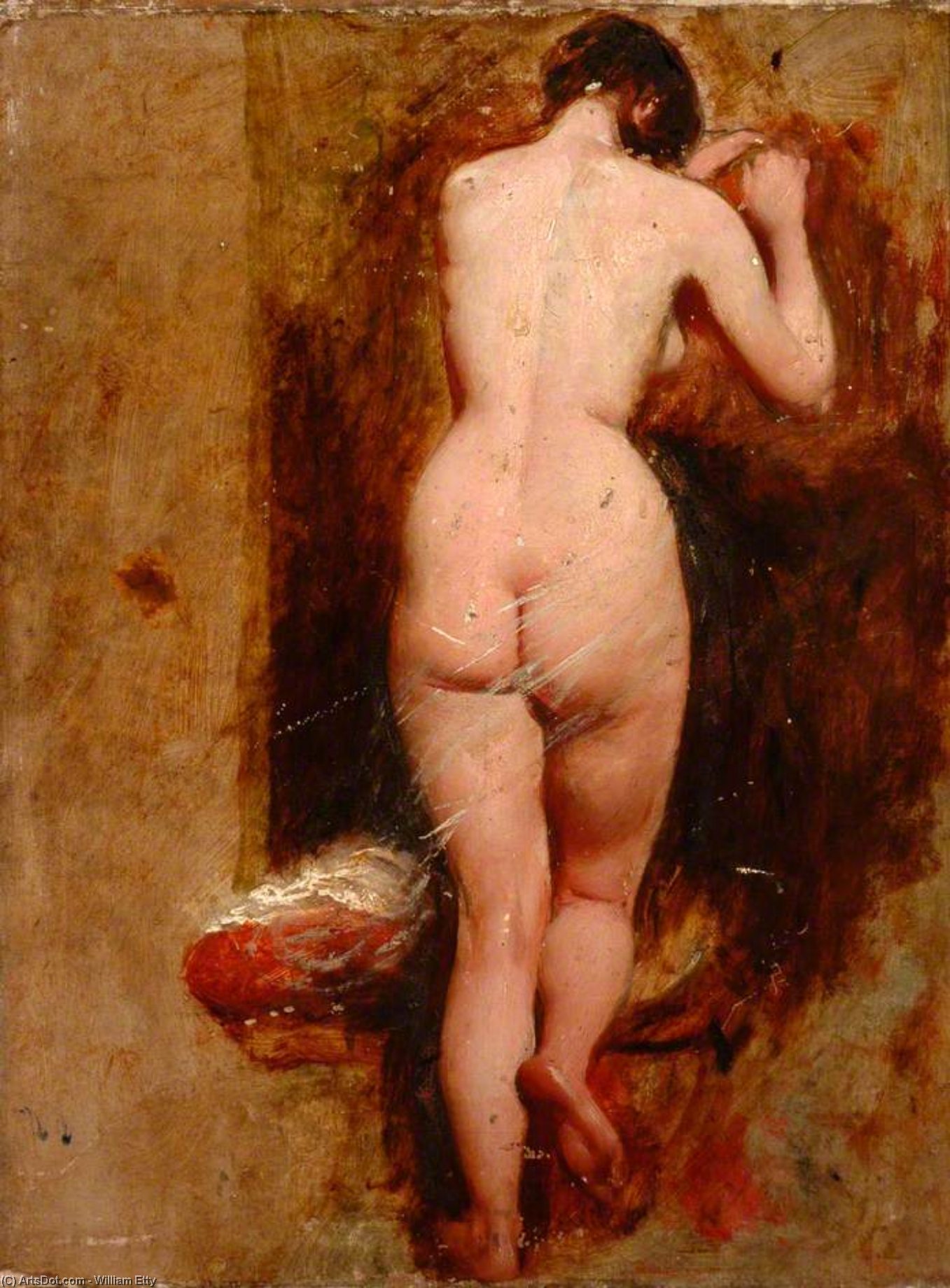 Wikioo.org - The Encyclopedia of Fine Arts - Painting, Artwork by William Etty - Standing Female Nude, Back View