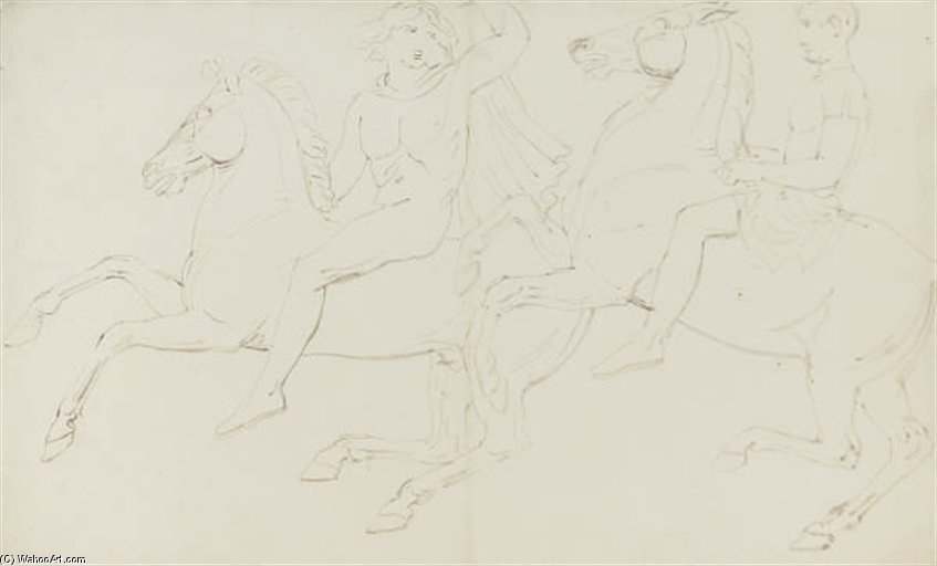 Wikioo.org - The Encyclopedia of Fine Arts - Painting, Artwork by William Etty - Studies Of Horsemen From The Parthenon Frieze