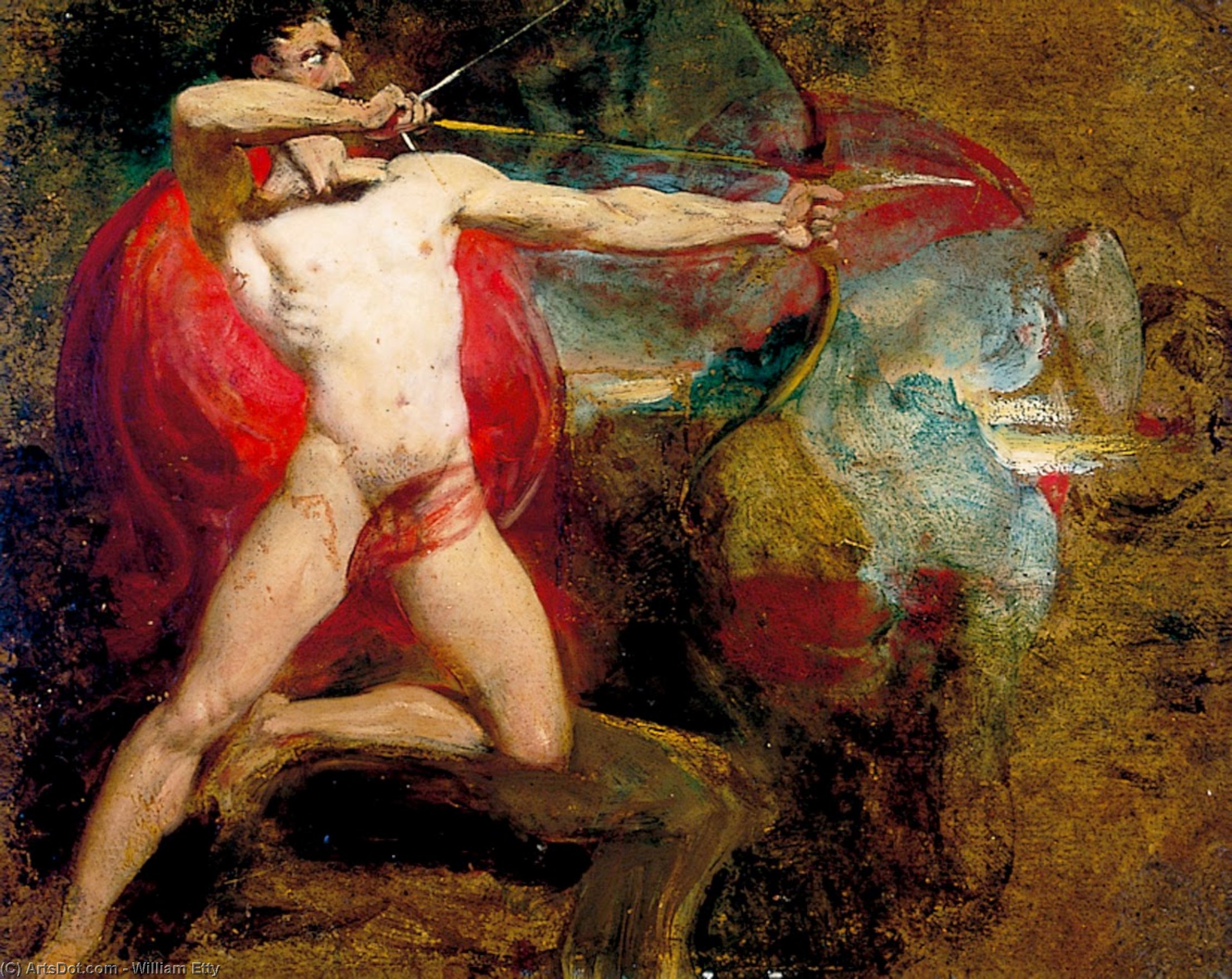 WikiOO.org - Encyclopedia of Fine Arts - Målning, konstverk William Etty - Study For The Bowman