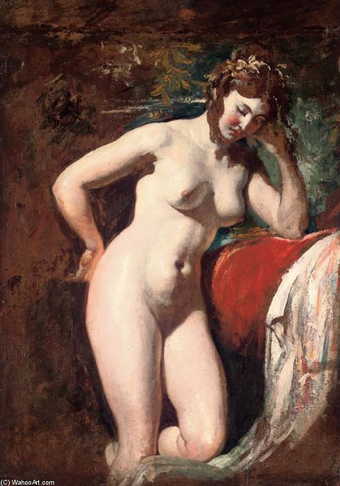 Wikioo.org - The Encyclopedia of Fine Arts - Painting, Artwork by William Etty - Study Of A Female Nude - Contemplation