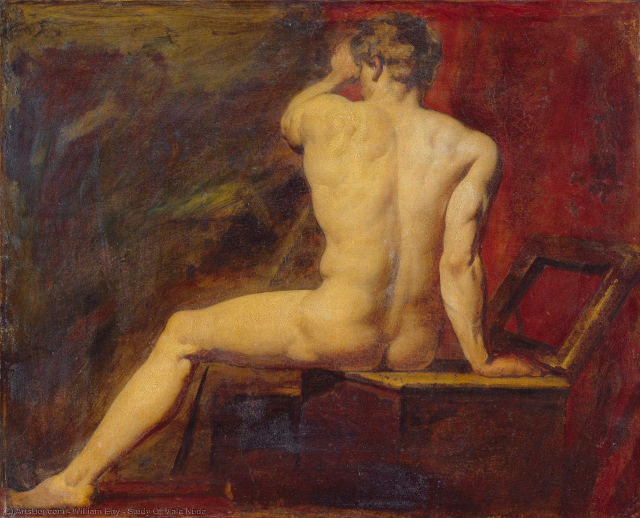 WikiOO.org - Encyclopedia of Fine Arts - Festés, Grafika William Etty - Study Of Male Nude