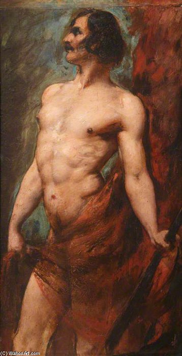 WikiOO.org - Enciclopedia of Fine Arts - Pictura, lucrări de artă William Etty - Study Of Semi-nude Man