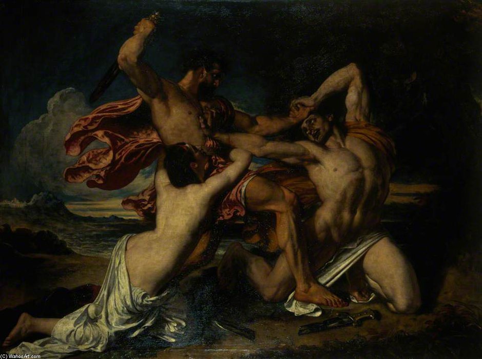 Wikioo.org - The Encyclopedia of Fine Arts - Painting, Artwork by William Etty - The Combat - Woman Pleading For The Vanquished