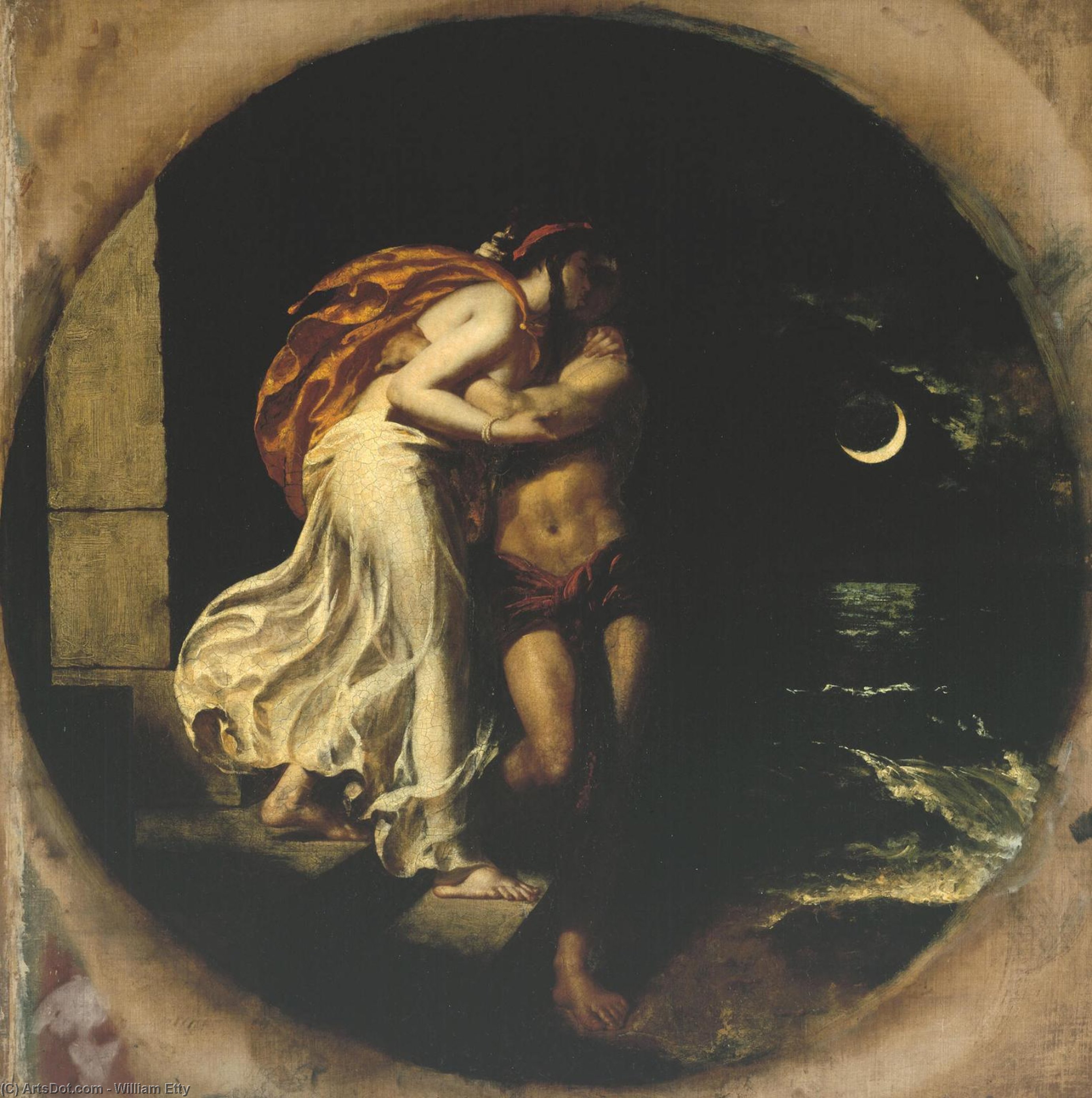 Wikioo.org - The Encyclopedia of Fine Arts - Painting, Artwork by William Etty - The Parting Of Hero And Leander