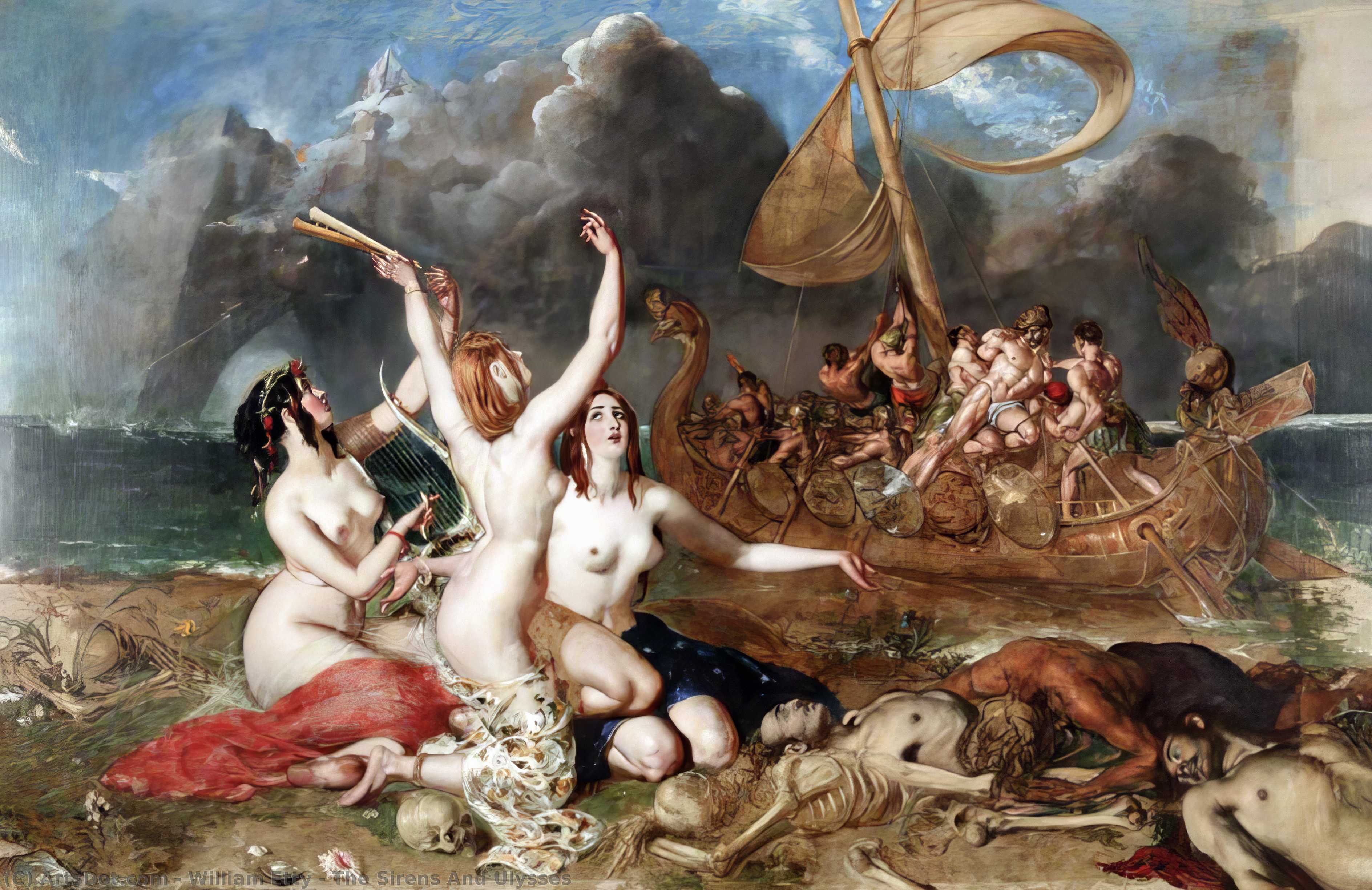 Wikioo.org - The Encyclopedia of Fine Arts - Painting, Artwork by William Etty - The Sirens And Ulysses