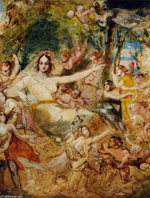 Wikioo.org - The Encyclopedia of Fine Arts - Painting, Artwork by William Etty - Titania And The Fairies