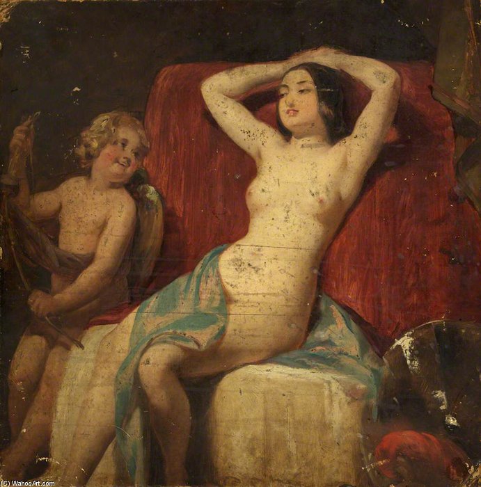 Wikioo.org – La Enciclopedia de las Bellas Artes - Pintura, Obras de arte de William Etty - Venus y cupido