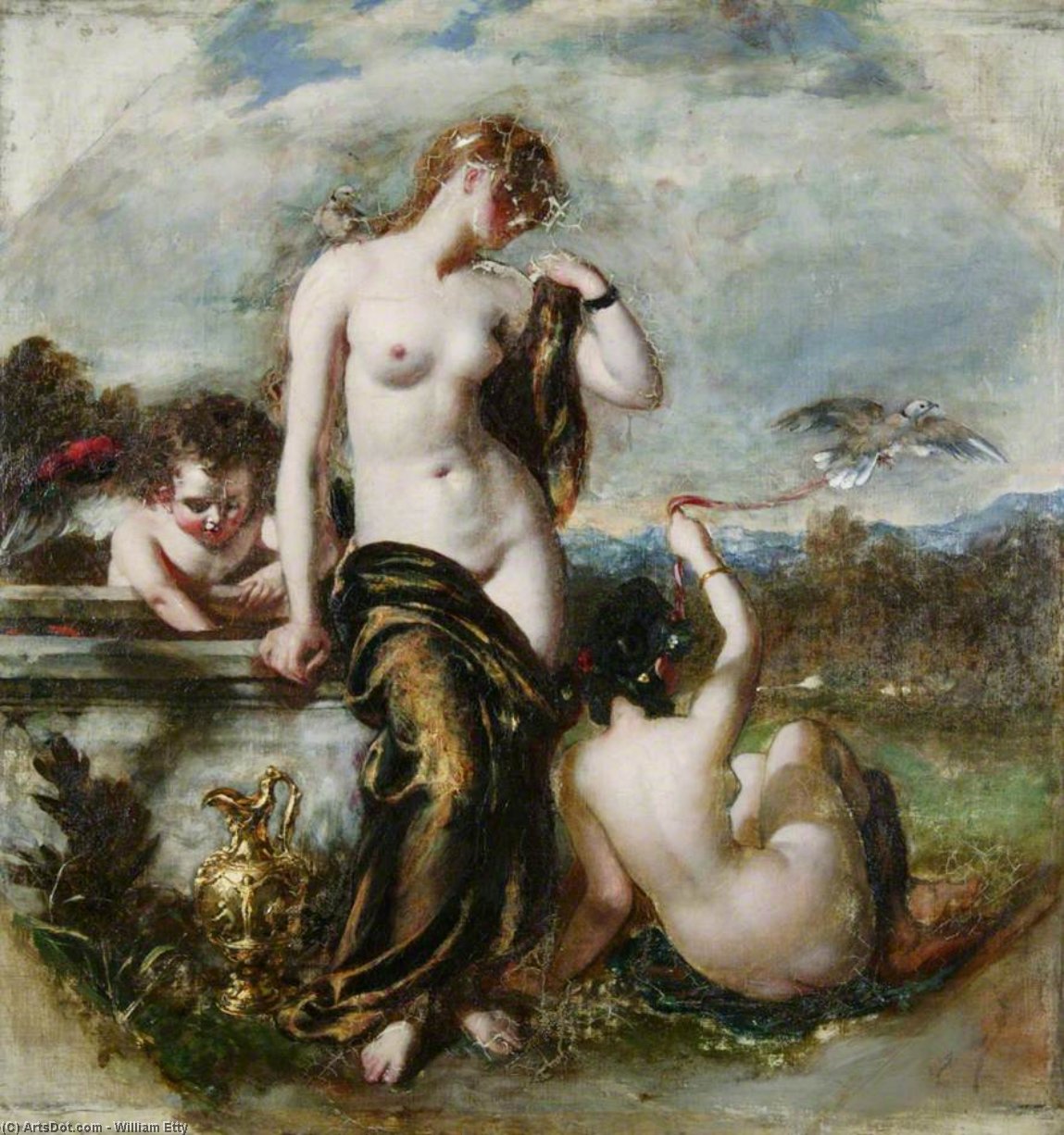 Wikioo.org - The Encyclopedia of Fine Arts - Painting, Artwork by William Etty - Venus And Her Doves