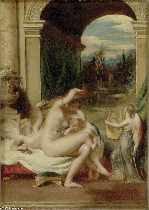 Wikioo.org - The Encyclopedia of Fine Arts - Painting, Artwork by William Etty - Venus, Cupid And Psyche