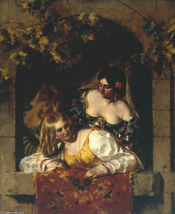 Wikioo.org - The Encyclopedia of Fine Arts - Painting, Artwork by William Etty - Window In Venice, During A Festa