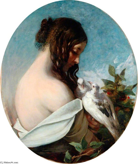 Wikioo.org - The Encyclopedia of Fine Arts - Painting, Artwork by William Etty - Woman With Doves