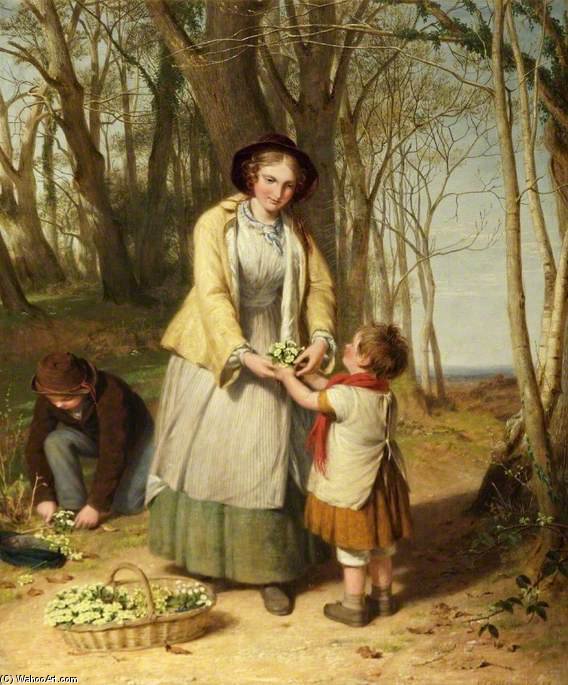 Wikioo.org - The Encyclopedia of Fine Arts - Painting, Artwork by William Frederick Witherington - Gathering Primroses