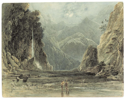 Wikioo.org - The Encyclopedia of Fine Arts - Painting, Artwork by William Havell - A Waterfall In The East Indies