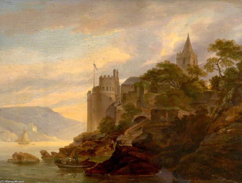 Wikioo.org – L'Enciclopedia delle Belle Arti - Pittura, Opere di William Havell - Castello di Dartmouth, Devon
