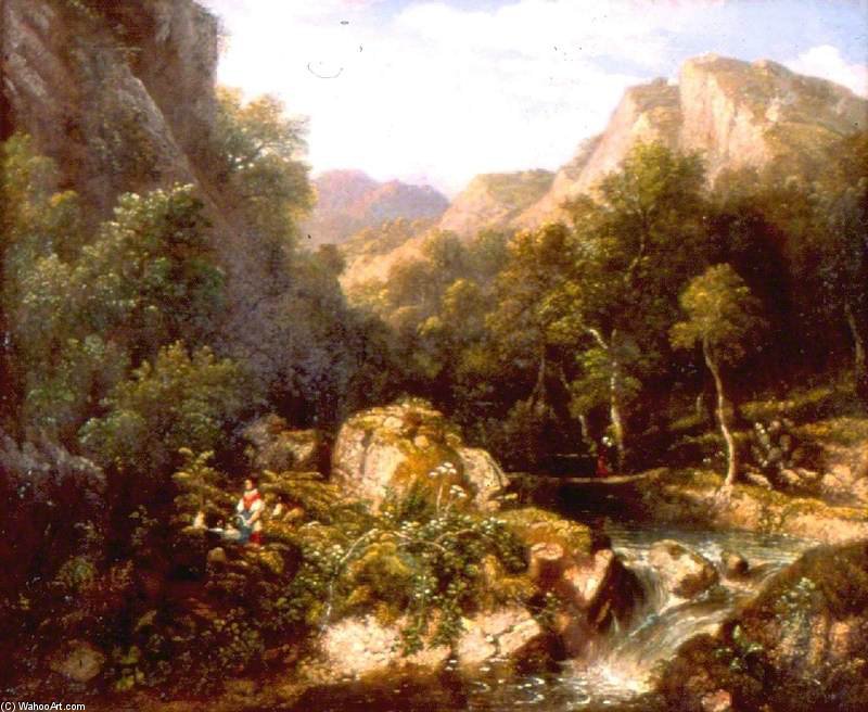 Wikioo.org - The Encyclopedia of Fine Arts - Painting, Artwork by William Havell - Fern Cutting At Keswick, Cumbria