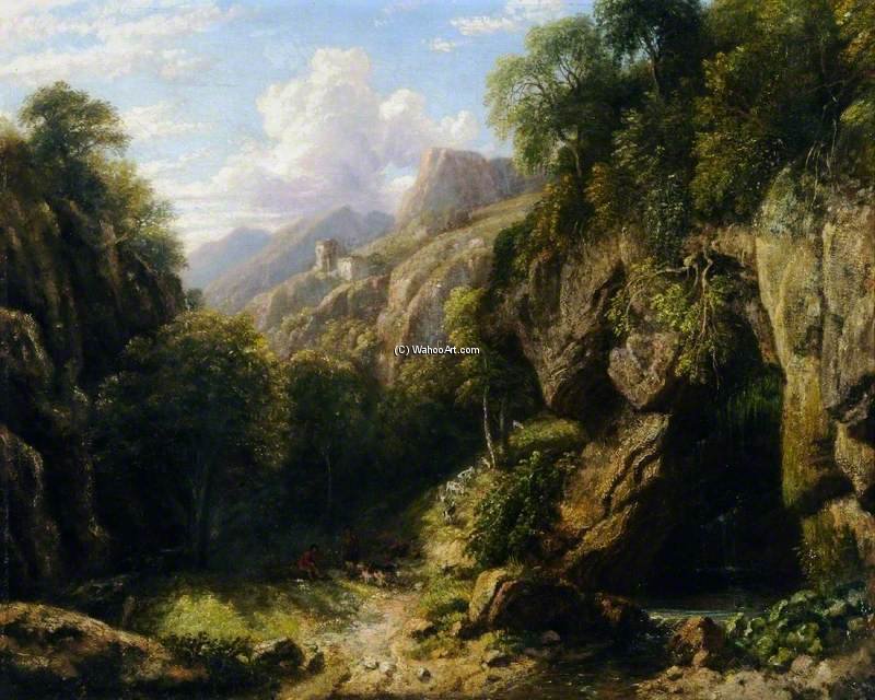 WikiOO.org - Encyclopedia of Fine Arts - Schilderen, Artwork William Havell - Mountain Pass Near Subiaco, Roman States