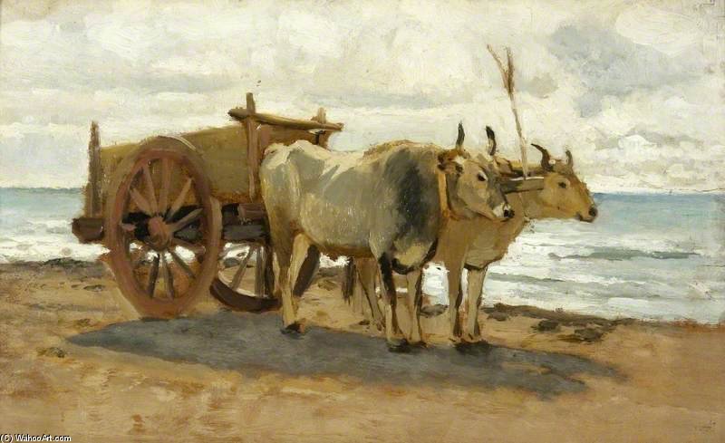 WikiOO.org - Enciklopedija dailės - Tapyba, meno kuriniai William Heath Wilson - Bullocks Drawing A Cart