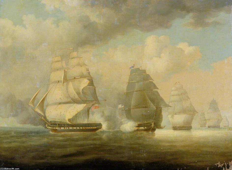 Wikioo.org - The Encyclopedia of Fine Arts - Painting, Artwork by William John Huggins - Escape of HMS ‘Belvidera’