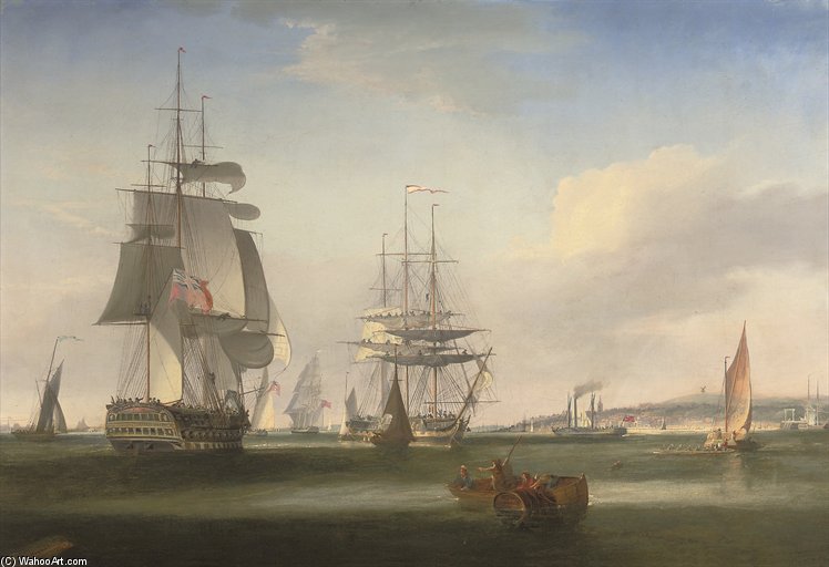 Wikioo.org - The Encyclopedia of Fine Arts - Painting, Artwork by William John Huggins - Shipping In The Thames Off Gravesend