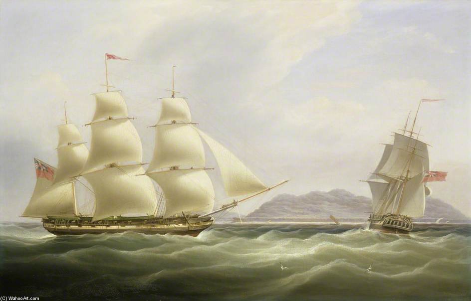 WikiOO.org - Güzel Sanatlar Ansiklopedisi - Resim, Resimler William John Huggins - The Ships 'vigilant' And 'harpooner' Offshore