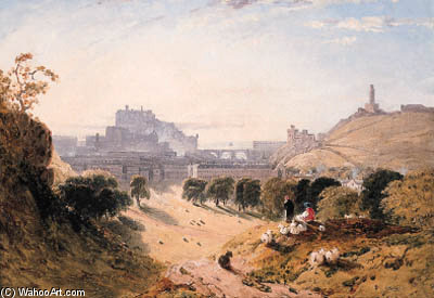 WikiOO.org - Εγκυκλοπαίδεια Καλών Τεχνών - Ζωγραφική, έργα τέχνης William Linton - View Of Edinburgh; And View Of Stirling