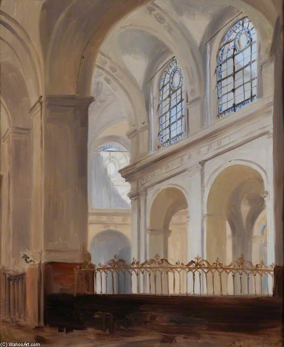 Wikioo.org - The Encyclopedia of Fine Arts - Painting, Artwork by Adrien Dauzats - Interior Of The Church Of St Roch, Paris