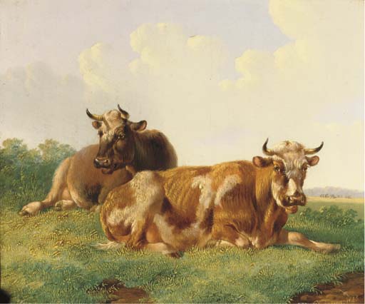 Wikioo.org – L'Encyclopédie des Beaux Arts - Peinture, Oeuvre de Albertus Verhoesen - bovins en une  ensoleillé  pré