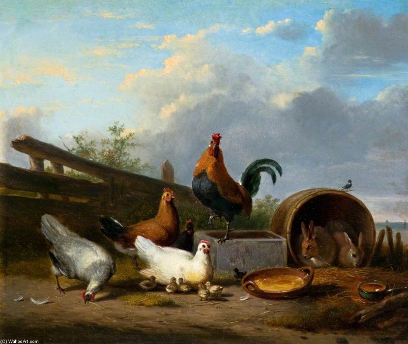 WikiOO.org - Εγκυκλοπαίδεια Καλών Τεχνών - Ζωγραφική, έργα τέχνης Albertus Verhoesen - Farmyard Scene