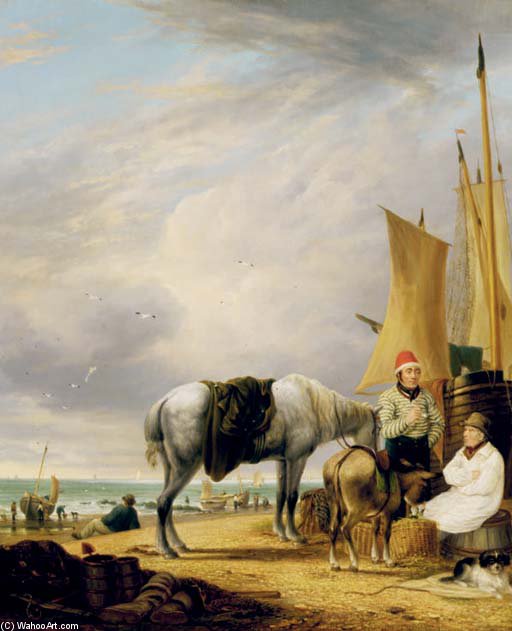 Wikioo.org - The Encyclopedia of Fine Arts - Painting, Artwork by Alfred George Stannard - Yarmouth Beach