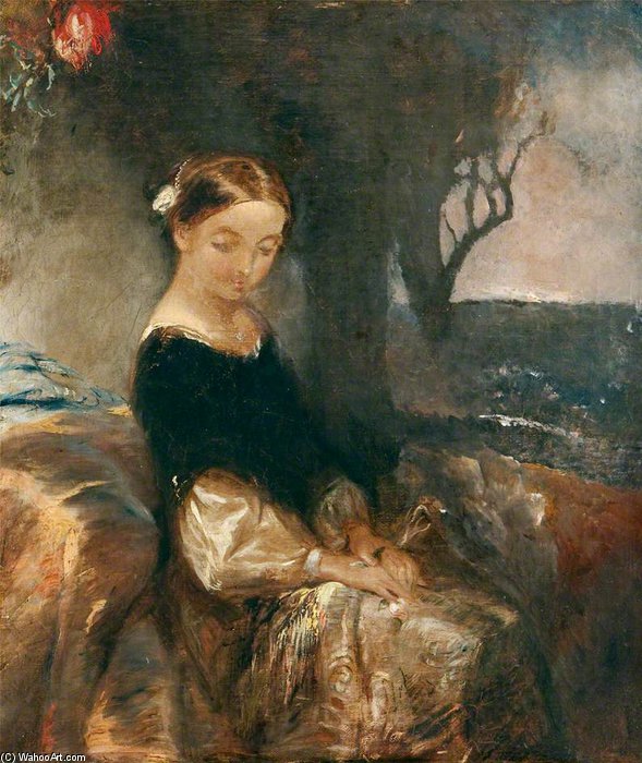Wikioo.org – La Enciclopedia de las Bellas Artes - Pintura, Obras de arte de Alfred Joseph Woolmer - Retrato de una chica joven