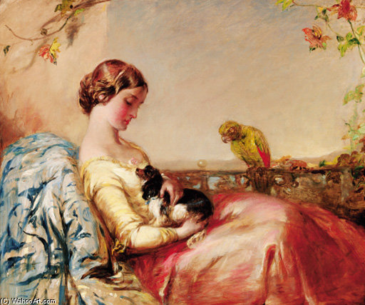 Wikioo.org - The Encyclopedia of Fine Arts - Painting, Artwork by Alfred Joseph Woolmer - The Lap Dog