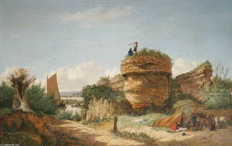 Wikioo.org - Die Enzyklopädie bildender Kunst - Malerei, Kunstwerk von Alfred Stannard - Burgh Castle in der Nähe von Yarmouth, Norfolk