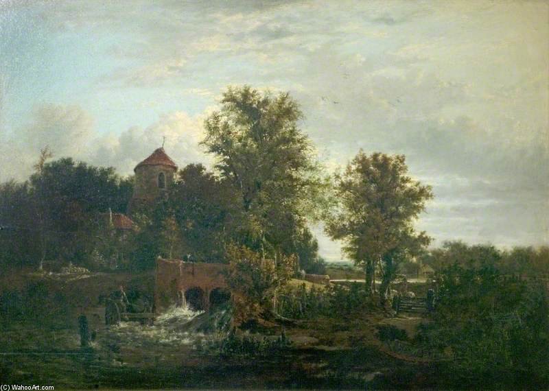 Wikioo.org - The Encyclopedia of Fine Arts - Painting, Artwork by Alfred Stannard - Sluice Gate, River Wensum, Norfolk