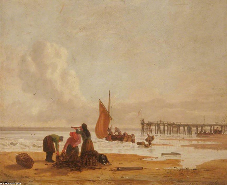 Wikioo.org - สารานุกรมวิจิตรศิลป์ - จิตรกรรม Alfred Stannard - Yarmouth Beach, Norfolk -