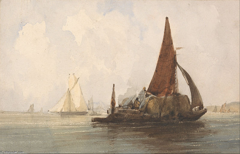 WikiOO.org - Enciklopedija likovnih umjetnosti - Slikarstvo, umjetnička djela Charles Bentley - Hay Barge In A Calm Sea