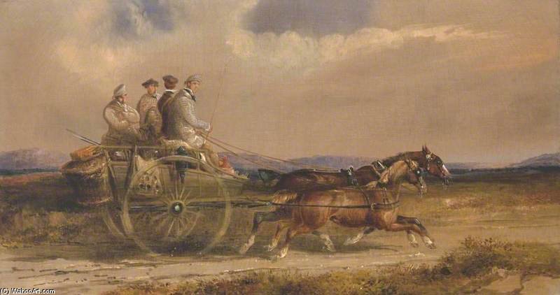 Wikioo.org - The Encyclopedia of Fine Arts - Painting, Artwork by Charles Cooper Henderson - Sportsmen In Scottish Dress Driving To The Moors