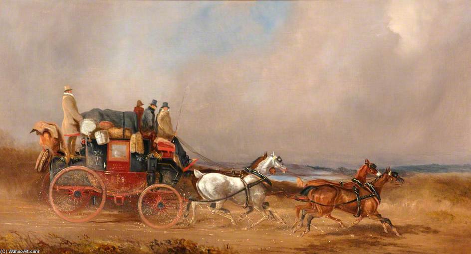 Wikioo.org - The Encyclopedia of Fine Arts - Painting, Artwork by Charles Cooper Henderson - The Dover To London Royal Mail On The Open Road