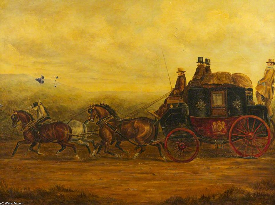 Wikioo.org - The Encyclopedia of Fine Arts - Painting, Artwork by Charles Cooper Henderson - The Gloucester, Aberystwyth Mail Coach