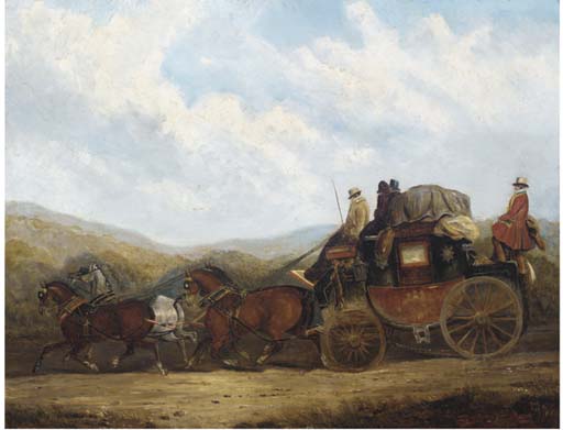 Wikioo.org - The Encyclopedia of Fine Arts - Painting, Artwork by Charles Cooper Henderson - The London To Dorking Coach; And The London, Gloucester, Hereford And Aberystwyth Coach