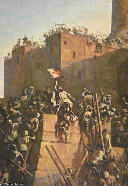 Wikioo.org - The Encyclopedia of Fine Arts - Painting, Artwork by Claude Jacquand - Jacques De Molay Grand Maitre De L Ordre Du Temple Prend Jerusalem