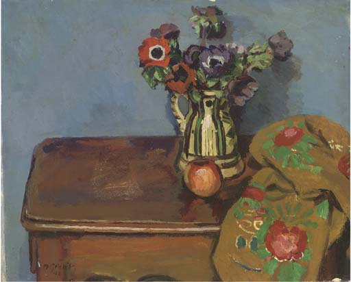 Wikioo.org - The Encyclopedia of Fine Arts - Painting, Artwork by Duncan Grant - Anemones In A Spanish Jug