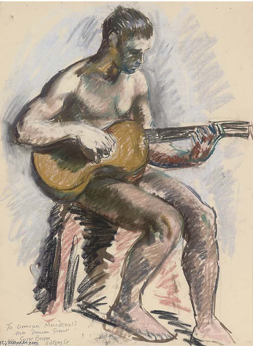 WikiOO.org - Encyclopedia of Fine Arts - Festés, Grafika Duncan Grant - Boy With Guitar