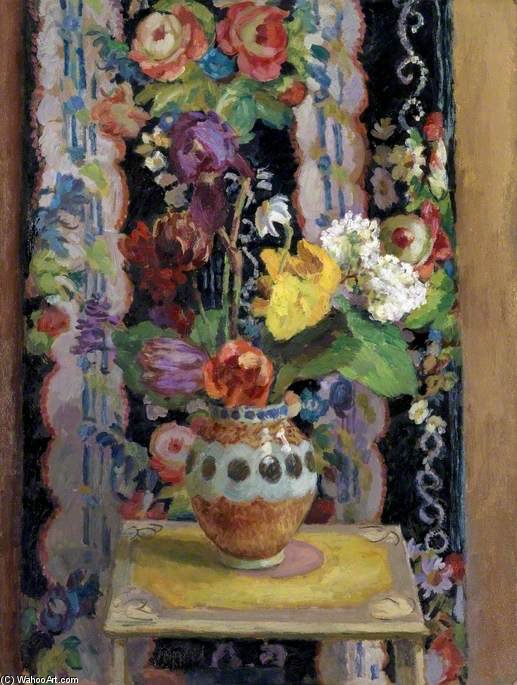 WikiOO.org - Енциклопедия за изящни изкуства - Живопис, Произведения на изкуството Duncan Grant - Flowers Against Chintz