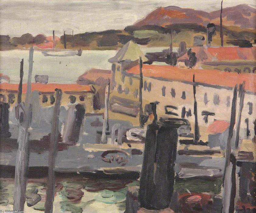 Wikioo.org - The Encyclopedia of Fine Arts - Painting, Artwork by Duncan Grant - Harbour Toulon - Sketch