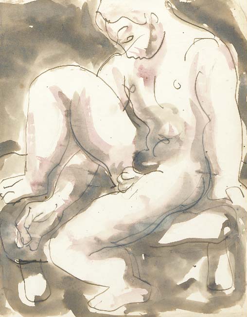 WikiOO.org - אנציקלופדיה לאמנויות יפות - ציור, יצירות אמנות Duncan Grant - Naked Boy On A Stool