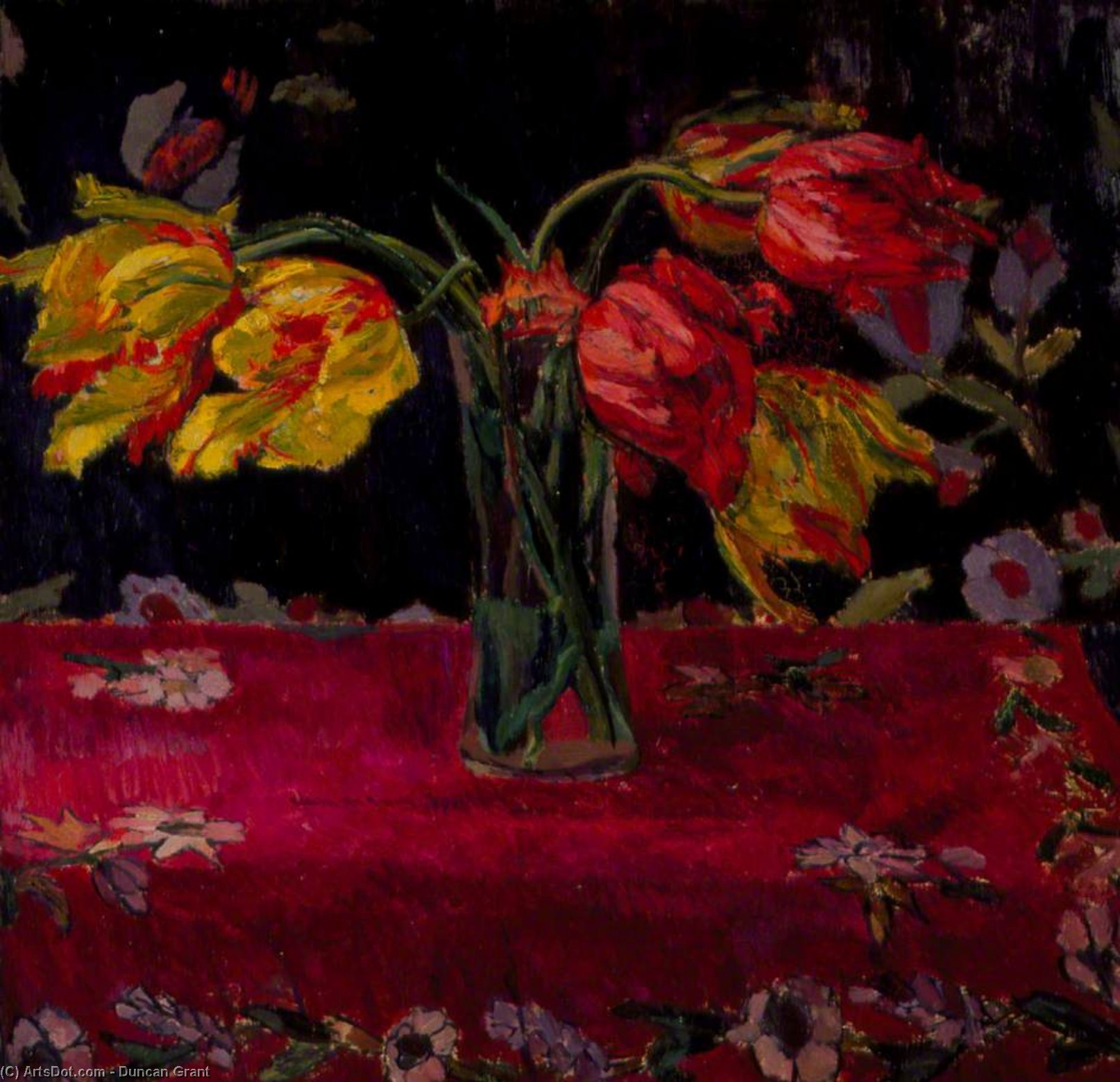 WikiOO.org - Encyclopedia of Fine Arts - Schilderen, Artwork Duncan Grant - Parrot Tulips