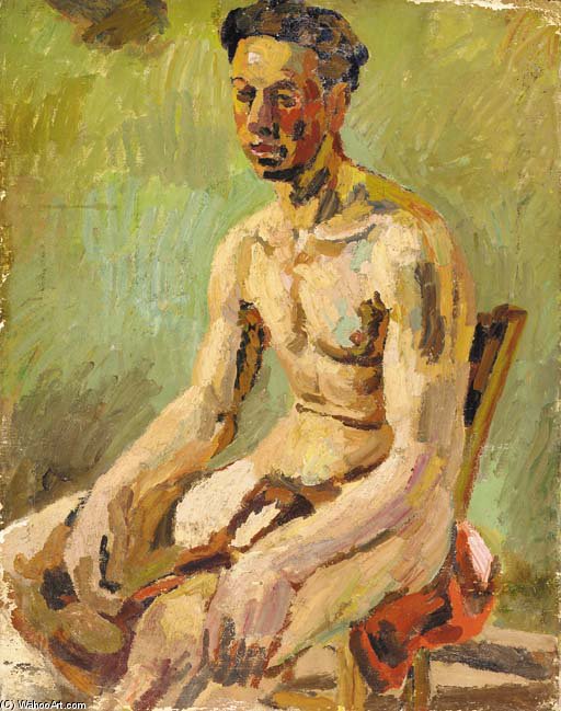 WikiOO.org - Encyclopedia of Fine Arts - Schilderen, Artwork Duncan Grant - Seated Male Nude -