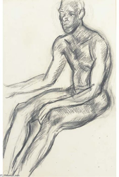 WikiOO.org - Encyclopedia of Fine Arts - Schilderen, Artwork Duncan Grant - Seated Male Nude
