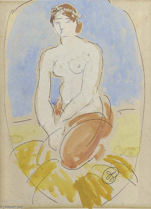 WikiOO.org - Encyclopedia of Fine Arts - Maalaus, taideteos Duncan Grant - Seated Nude -
