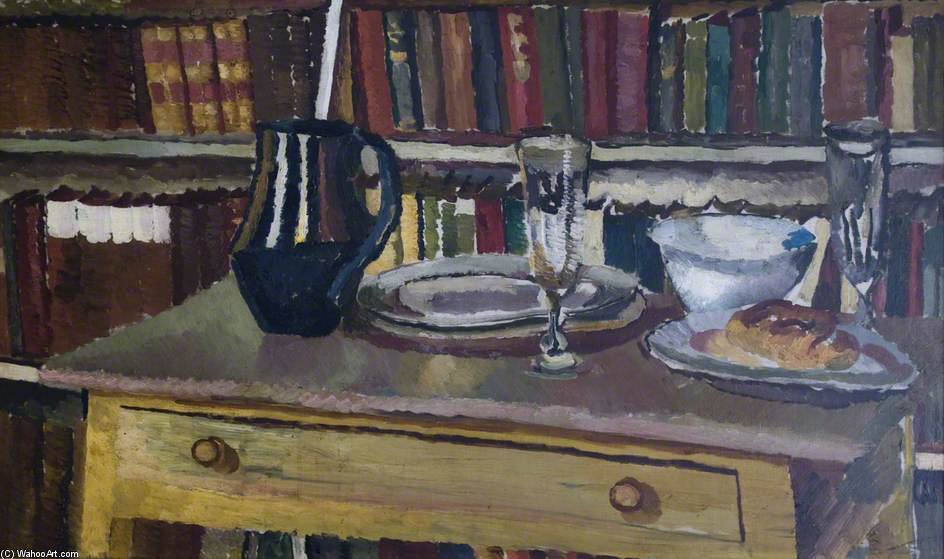 WikiOO.org - Encyclopedia of Fine Arts - Maľba, Artwork Duncan Grant - Still Life With Bookcase